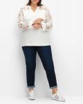 Langarmshirt mit Spitzeneinsatz ecru