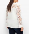 Langarmshirt mit Spitzeneinsatz ecru