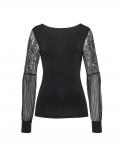 Langarmshirt mit transparenten Spitzen-Ärmeln schwarz