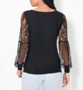 Langarmshirt mit transparenten Spitzen-Ärmeln schwarz