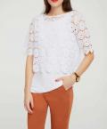 Layer-Spitzen-Jerseyshirt weiß
