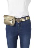 Leder-Gürtel + Gürteltasche goldfarben