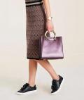 Leder-Handtasche inkl.  Beautybag aubergine