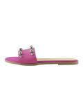 Leder-Pantolette mit Perlen pink