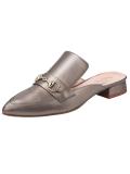 Leder-Pantolette taupe-metallic