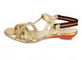 Leder-Sandalette goldfarben-orange