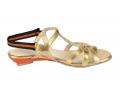 Leder-Sandalette goldfarben-orange