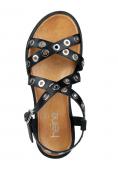 Leder-Sandalette mit Ösen schwarz