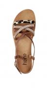 Leder-Sandalette mit Strass cognac