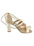 Leder-Sandalette taupe-goldfarben