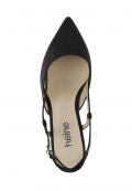 Leder-Slingpumps schwarz