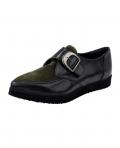 Leder-Slipper schwarz-oliv