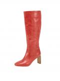 Leder-Stiefel mit Blockabsatz rot