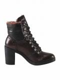 Leder-Stiefelette mit Warmfutter bordeaux-metallic