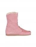Leder-Stiefelette mit Webpelz rosé