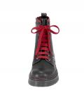 Leder-Stiefelette schwarz-rot