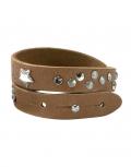 Leder-Wickelarmband mit Nieten cognac