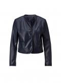 Lederimitat-Blazer mit Zierband marine