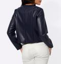 Lederimitat-Blazer mit Zierband marine
