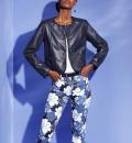 Lederimitat-Blazer mit Zierband marine