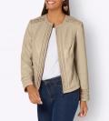 Lederimitat-Jacke mit Mesheinsatz beige
