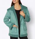 Lederimitat-Wendejacke mit Teddy-Fell jade