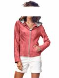 Lederjacke mit Jerseykapuze hummer