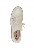 Ledersneaker mit Webpelz hellbeige