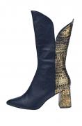 Lederstiefel blau-goldfarben