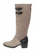 Lederstiefel taupe-schwarz