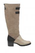 Lederstiefel taupe-schwarz