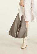 Ledertasche inkl.  Beautybag taupe-kupfer