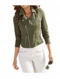 Leinen-Jersey-Bikerjacke khaki
