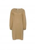 Leinen-Kleid mit Ballonärmel camel