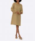 Leinen-Kleid mit Ballonärmel camel