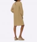Leinen-Kleid mit Ballonärmel camel