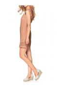 Leinen-Spitzenkleid apricot