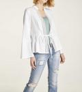 Leinenjacke mit Spitze offwhite