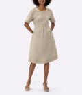 Leinenkleid mit Biesen beige