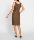 Leinenkleid mit Zierknöpfen und Gürtel braun