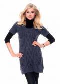 Long-Pullover blau melange