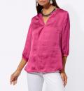 Longbluse mit Streifenbündchen fuchsia-papaya