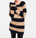 Longpullover schwarz-camel