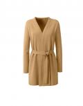 Longstrickjacke mit Bindegürtel camel
