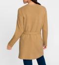 Longstrickjacke mit Bindegürtel camel