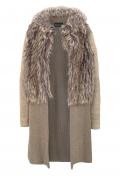 Longstrickjacke mit Webpelz beige