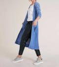 Longstrickjacke mitPerlen blau