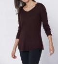 Luxus-Pullover mit Seide und Spitze aubergine