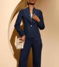 Lyocell-Blazer mit Spitze marine