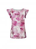 Lyocell-Blusentop ecru-magenta-bedruckt